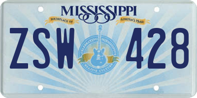MS license plate ZSW428