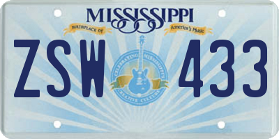 MS license plate ZSW433