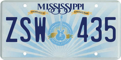 MS license plate ZSW435