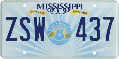 MS license plate ZSW437