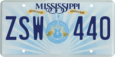 MS license plate ZSW440