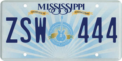 MS license plate ZSW444