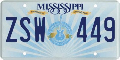 MS license plate ZSW449