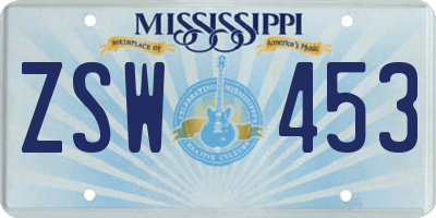 MS license plate ZSW453