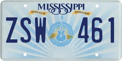 MS license plate ZSW461