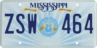 MS license plate ZSW464