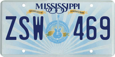 MS license plate ZSW469