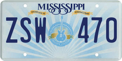 MS license plate ZSW470