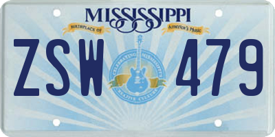 MS license plate ZSW479