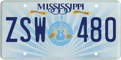 MS license plate ZSW480