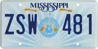 MS license plate ZSW481