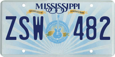 MS license plate ZSW482