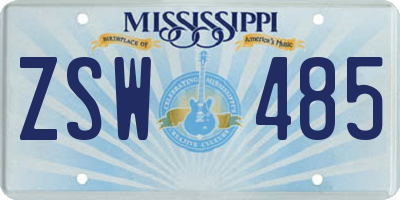 MS license plate ZSW485