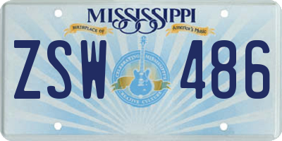 MS license plate ZSW486
