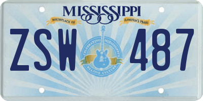 MS license plate ZSW487