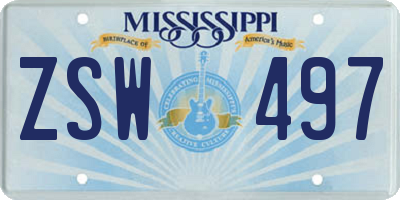 MS license plate ZSW497