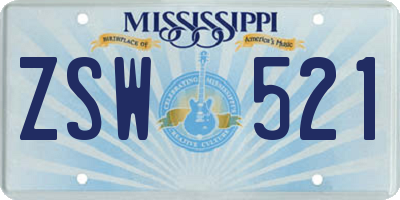 MS license plate ZSW521
