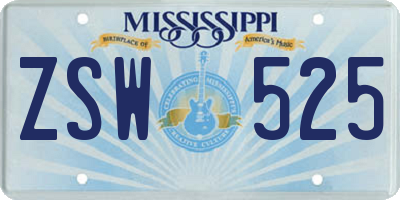 MS license plate ZSW525