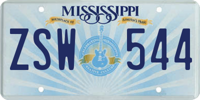 MS license plate ZSW544