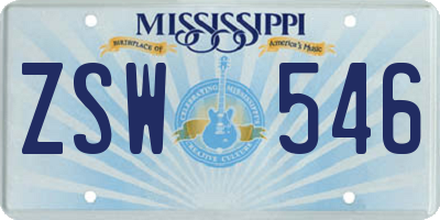 MS license plate ZSW546