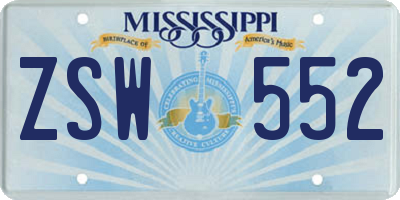 MS license plate ZSW552