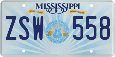 MS license plate ZSW558