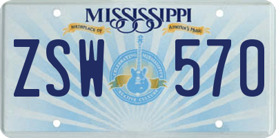 MS license plate ZSW570