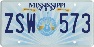 MS license plate ZSW573