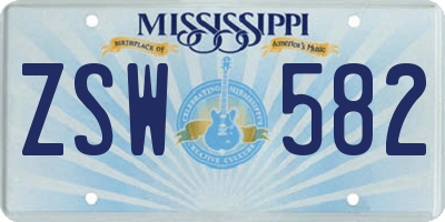 MS license plate ZSW582
