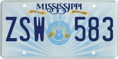 MS license plate ZSW583
