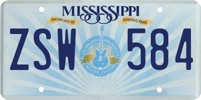 MS license plate ZSW584
