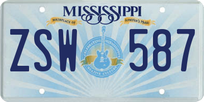 MS license plate ZSW587