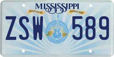 MS license plate ZSW589