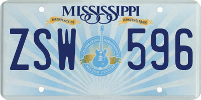 MS license plate ZSW596