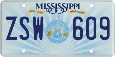 MS license plate ZSW609