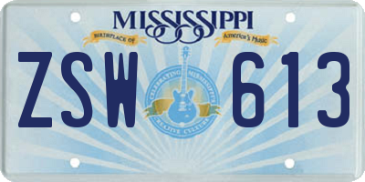 MS license plate ZSW613
