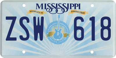 MS license plate ZSW618