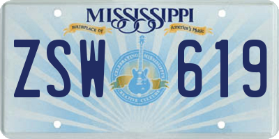 MS license plate ZSW619
