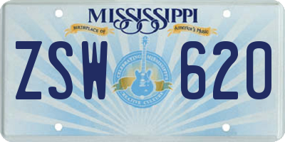 MS license plate ZSW620