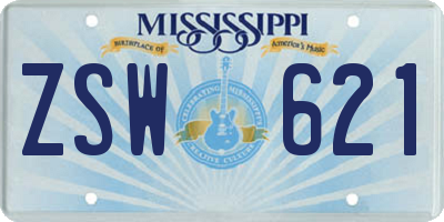 MS license plate ZSW621