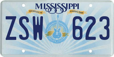 MS license plate ZSW623