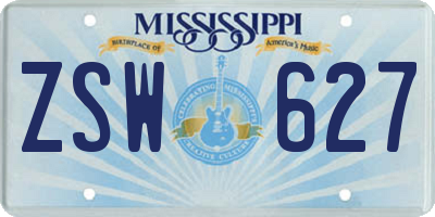MS license plate ZSW627