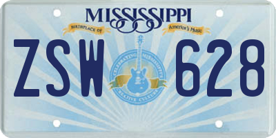 MS license plate ZSW628