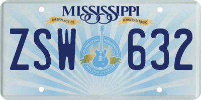 MS license plate ZSW632