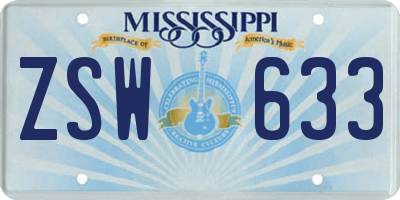 MS license plate ZSW633