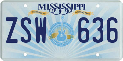 MS license plate ZSW636