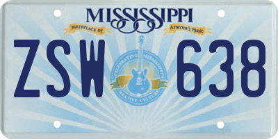 MS license plate ZSW638