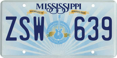MS license plate ZSW639