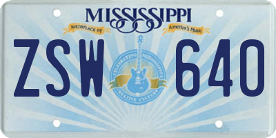 MS license plate ZSW640