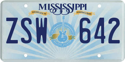 MS license plate ZSW642